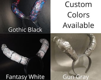 Diadema de cuernos de cabra de papel maché: cuernos de carnero para cosplay, pintados a medida