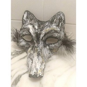 Masque de loup en papier mâché, masque animal ORIGINAL, masque de loup en papier mâché, masque de loup effrayant, masque effrayant, masque de mascarade, masque de théâtre, loup image 7