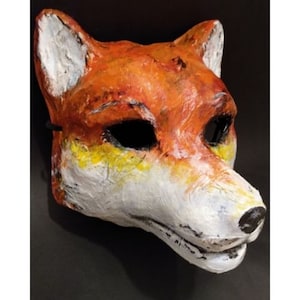 Paper mache Kid or Female adult Fox mask, Fox mask, Fox costume, Halloween mask, Masquerade mask, Animal mask, Fox head