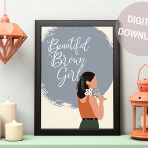 Beautiful Brown Girl, Digital Art Print, Woman Art, Latina Art, Latinx Art