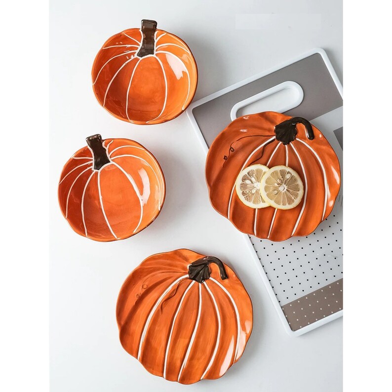 Pumpkin Shaped Plate Pumpkin Bowl Bowl And Plate Set image 0