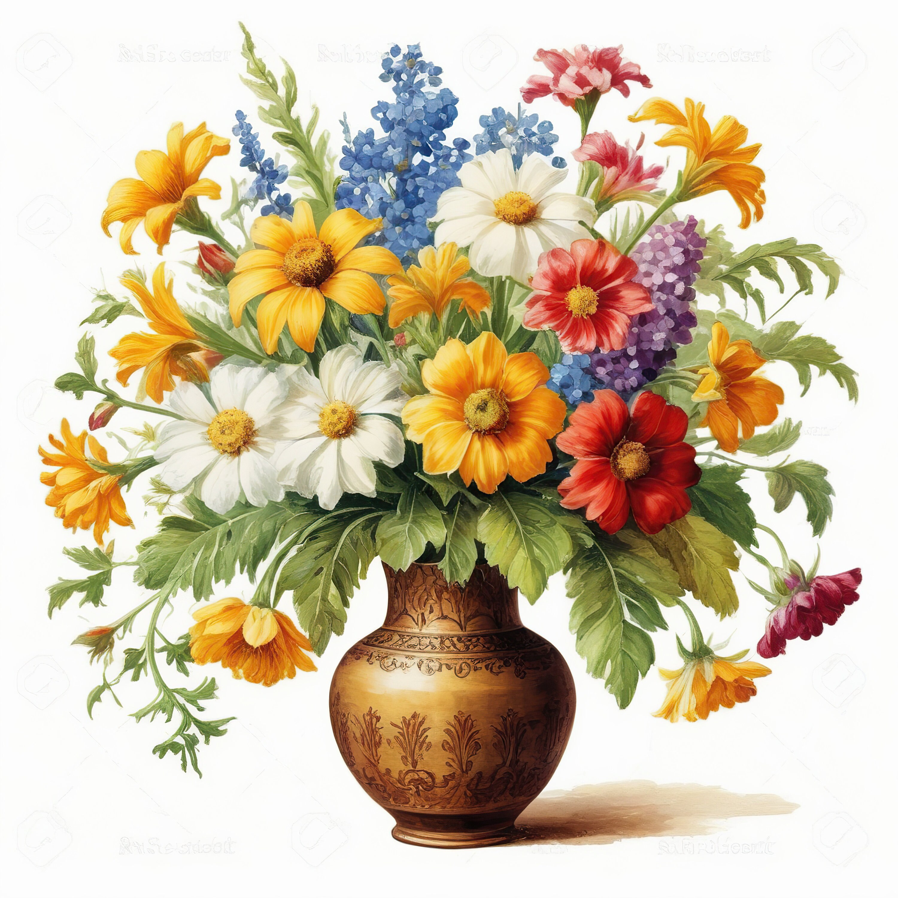 Watercolour, Vase of Flowers Clipart, 10 High Quality PNG Transparent ...
