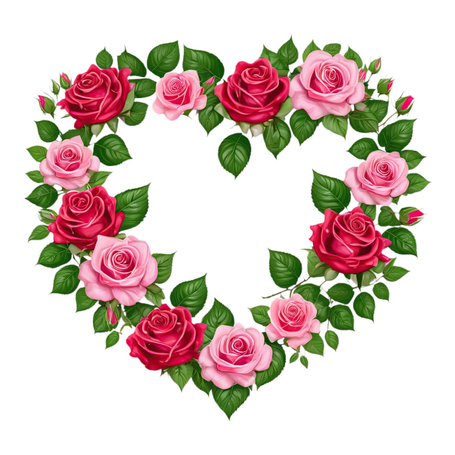 Heart-shaped Floral Wreaths Clipart, 23 High Quality PNG Transparent BG ...