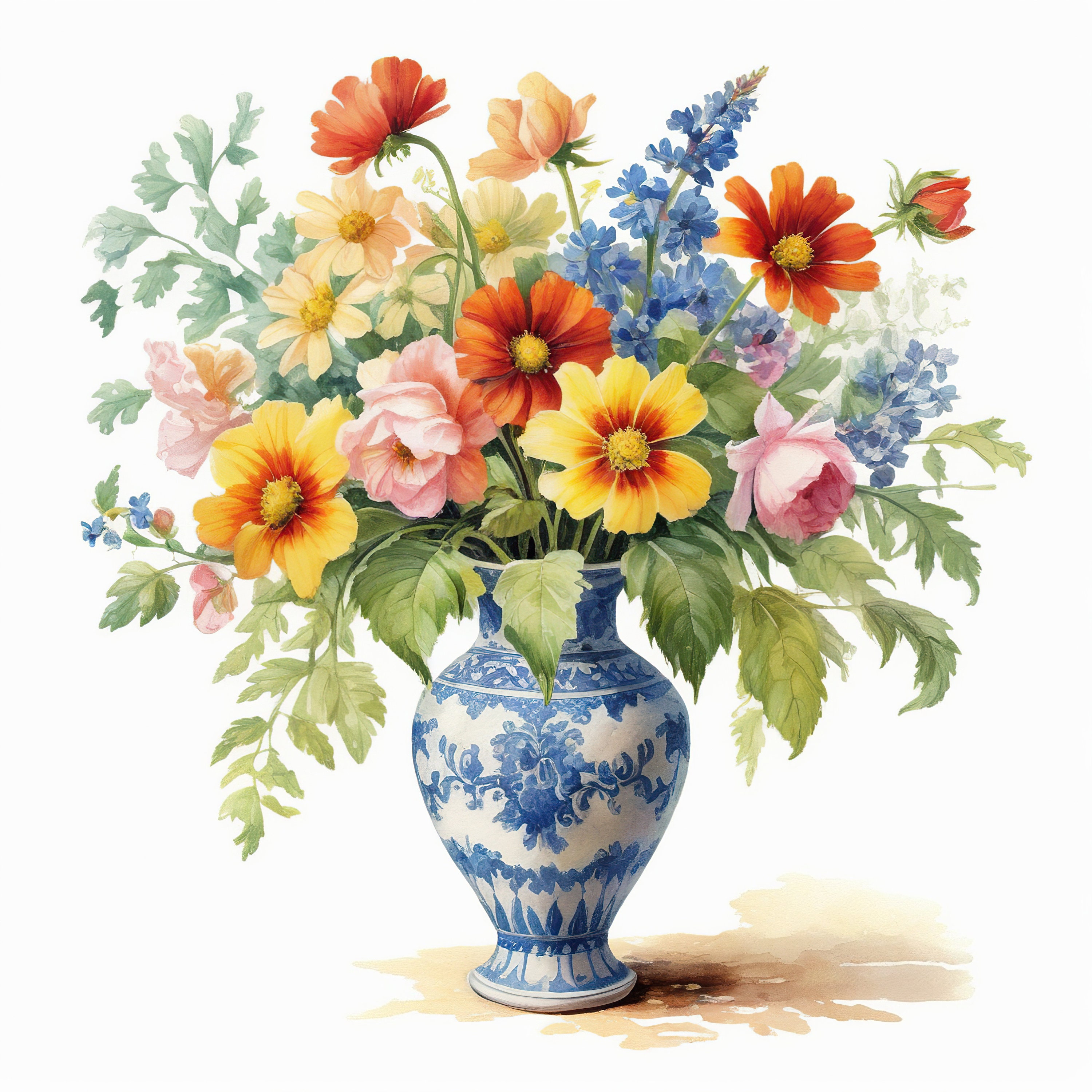 Watercolour, Vase of Flowers Clipart, 10 High Quality PNG Transparent ...