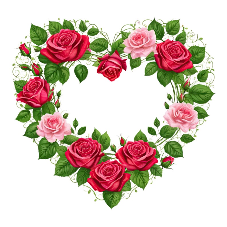 Heart-shaped Floral Wreaths Clipart, 23 High Quality PNG Transparent BG ...