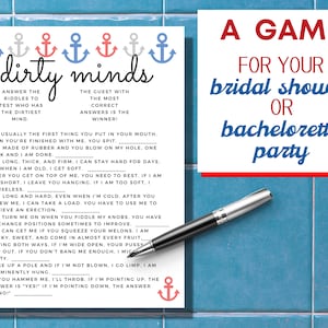 Dirty Minds Bridal Shower Bachelorette Party Game PRINTABLE Instant Download