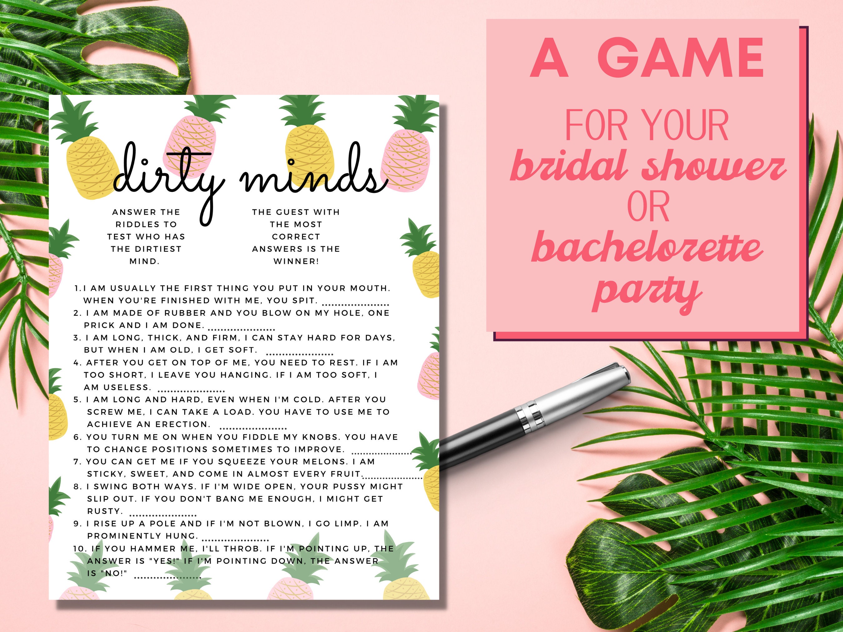 Script Dirty Minds Game Card Dirty Riddles Bachelorette 