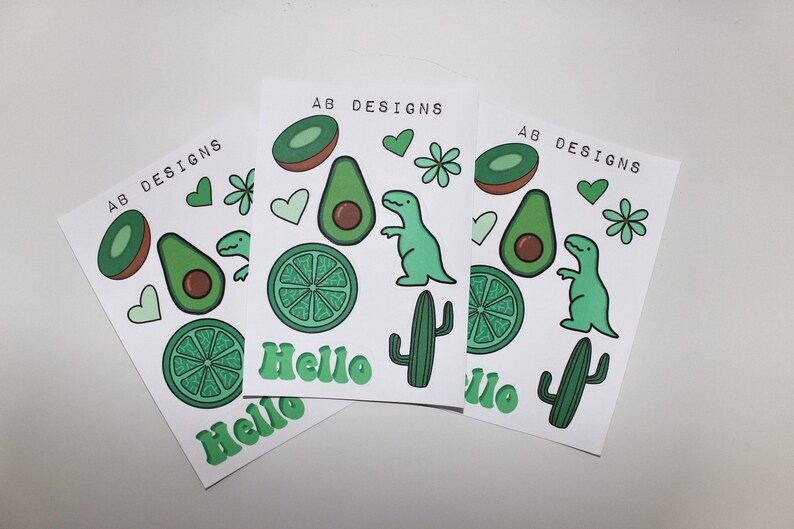 Green Aesthetic Sticker Pack Hand Drawn Etsy