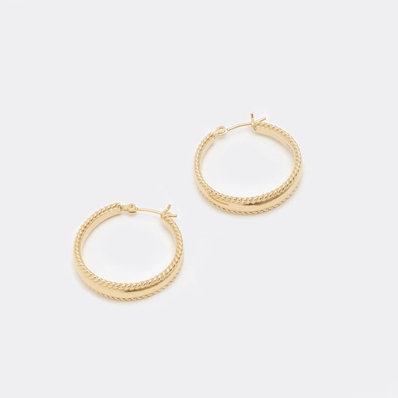Spiral Edge Hoops in Gold
