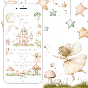 INVITO digitale FATINE MAGICHE con funghetti e farfalle , feste bambini, compleanni , momenti incantati , libellule