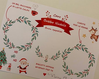 TOVAGLIETTA per la COLAZIONE di BABBO Natale, File Digitale Personalizzabile, Spazio per Biscotti, Latte e Carote per le Renne