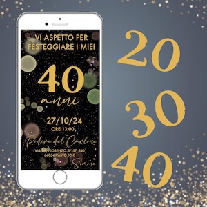 Invito Social Personalizzato compleanno, 18 ans, 20 ans, 30 ans, 40 ans, 50 ans, 60 ans