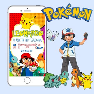 Invito Digitale POKEMON, Fête sur invitation NUMÉRIQUE WhatsApp, Fête sur invitation, POKEMON