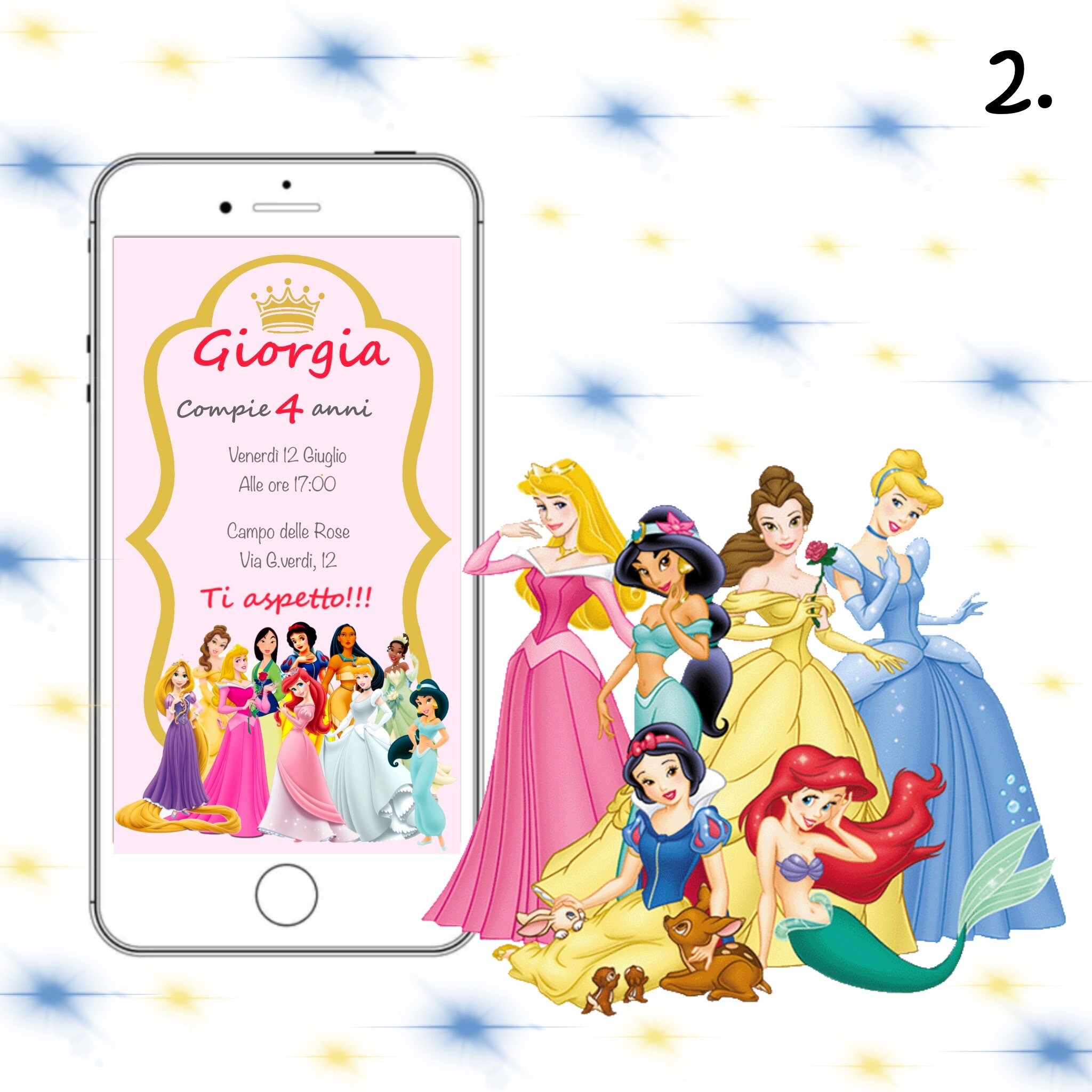 Kit 10 Inviti Compleanno Principessa Da Grattare RXLITE – Con Buste, Adesivi E Stelline Dorate, Edizione 2024