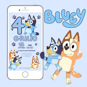 Invito Digitale BLUEY, fête sur invitation DIGITALE WhatsApp, Fête sur invitation, BLUEY