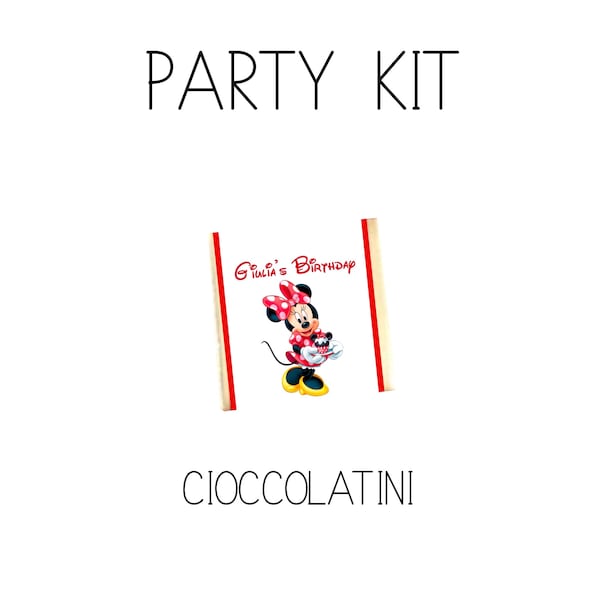 Cioccolatini MINNIE personalizzati, TOPOLINA , cioccolatini segnaposto, cioccolatini battesimo, cioccolatini nascita, tag bomboniera