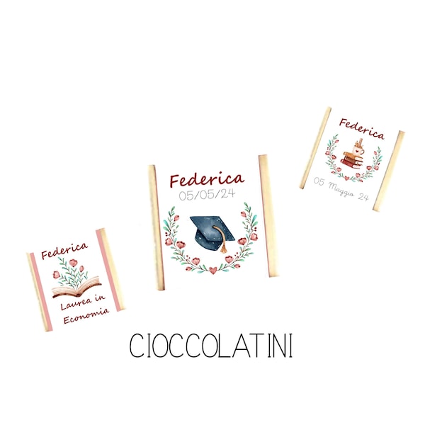 Cioccolatini personalizzati LAUREA, cioccolatini segnaposto, laurea bomboniera, laurea tag, regalo laurea, segnaposto laurea, festa