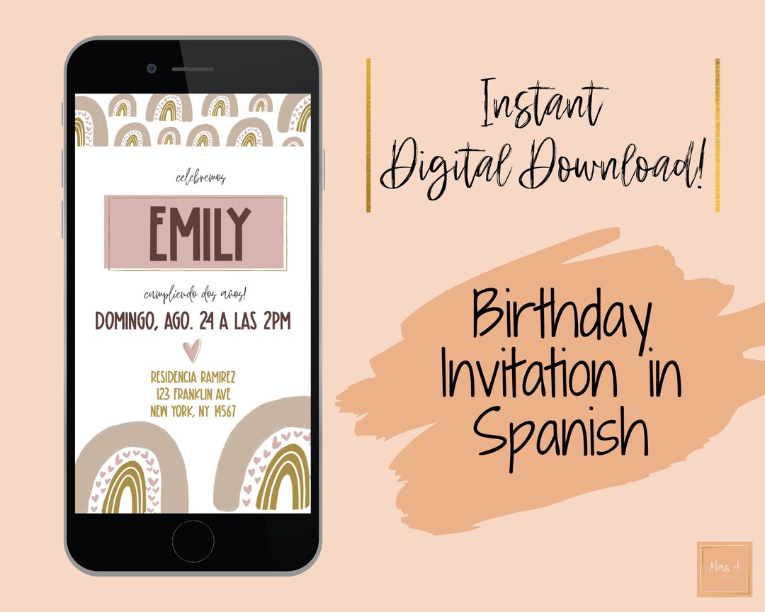 Spanish Birthday Invitation Spanish Invitation Cumpleaños Etsy