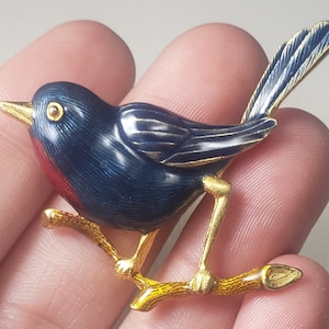 Bluebird Brooch - Bird Lapel Pin