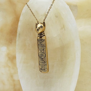 Egyptian Mummy Cat Necklace - Gold Plated - Made in the USA