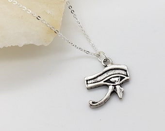 Egyptian Eye of Horus Pendant Necklace: Silver-Plated Pewter