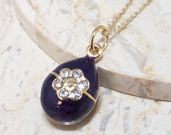 Imperial Purple Rose Egg Pendant