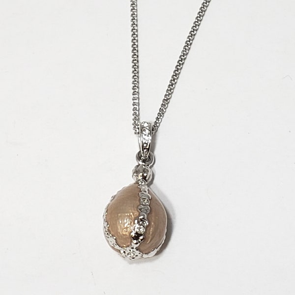 Jeweled Egg Pendant Necklace - Inspired by Louis Comfort Tiffany