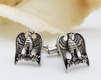 Eagle and Olive Branch Cufflinks - Silver Plated