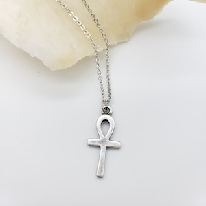 Egyptian Ankh Pendant Necklace - Antique Silver