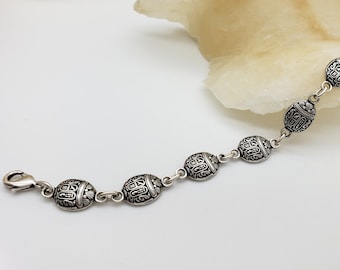 Egyptian Scarab Bracelet - Silver Finish