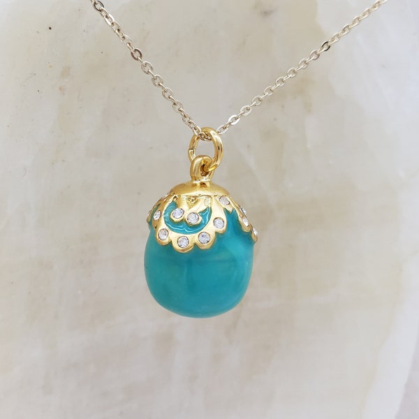 Enameled Egg Pendant Necklace - Faberge Eggs - Hillwood Museum Inspired