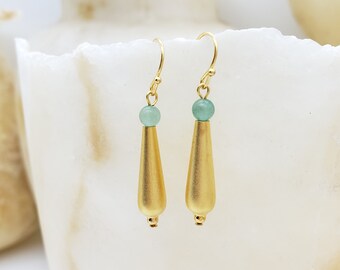 Aventurine Beaded Earrings - Cleopatra Style - Egyptian Inspired Jewelry
