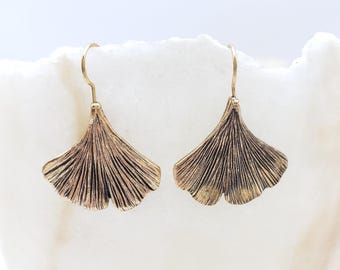 Ginkgo Leaf Earrings - Gold Plated