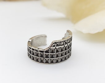 Colosseum Adjustable Ring - Gold and Silver Plated Pewter