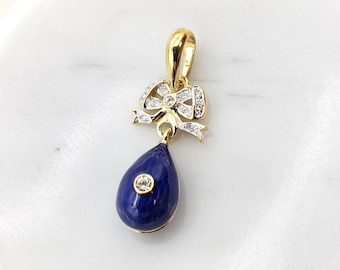 Fabergé Egg Pendant Charm - Crystal Bow