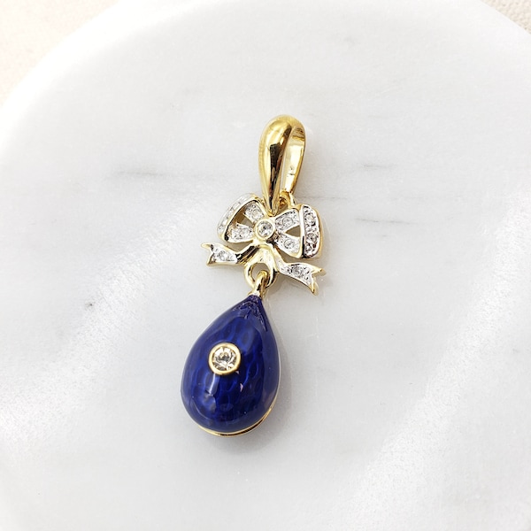 Fabergé Egg Pendant Charm - Crystal Bow