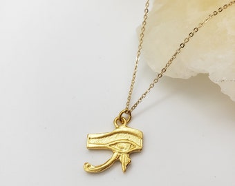 Gold Plated Egyptian Eye of Horus Pendant Necklace