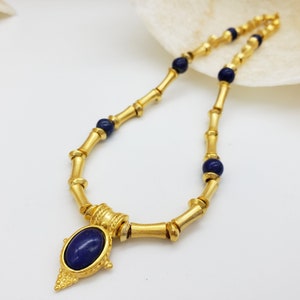 Egyptian Revival Necklace with Lapis - 18"