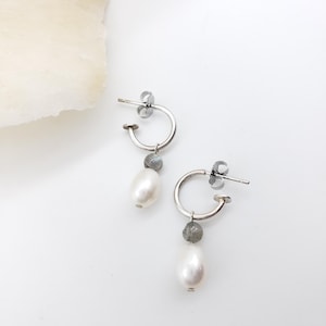 Hoop & Pearl Drop Earrings