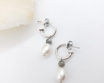 Hoop & Pearl Drop Earrings