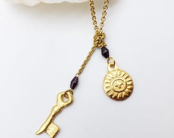 Key Pendant Necklace - Gold Plated