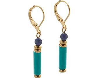Egyptian Turquoise and Lapis Beaded Earrings - Cleopatra Inspired Jewelry