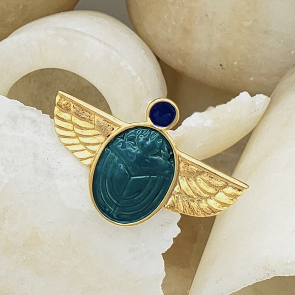 Egyptian Scarab Brooch/Pendant Necklace - Inspired by Louis Comfort Tiffany