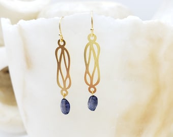 Herculean Knot Earrings with Iolite - Roman Inspired