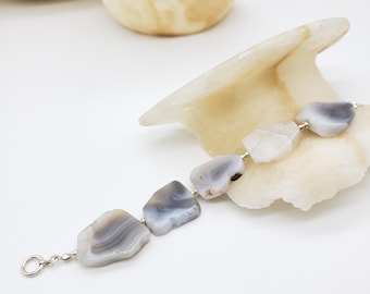 Flat Botswana Agate Bracelet - Two Sizes Available - Gemstone Bangle