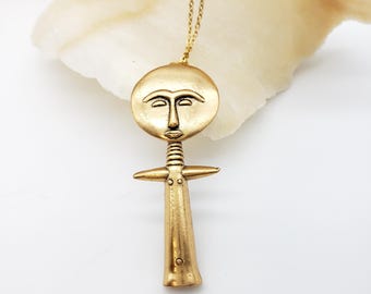 West African Akuaba Fertility Doll Pendant Necklace