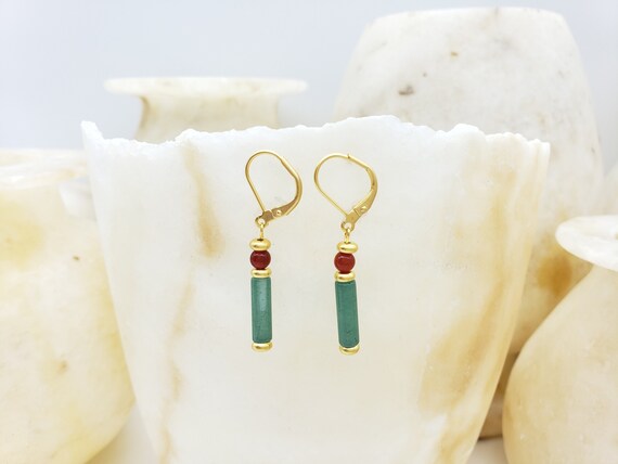 Aventurine and Carnelian Beaded Earrings Cleopatra Egyptian Costume Jewelry Etsy Ireland
