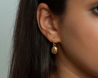 Egyptian Scarab Earrings - Antique Gold