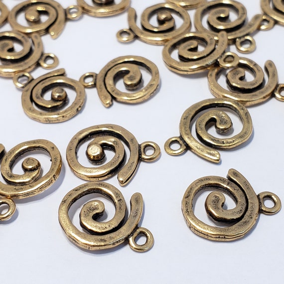 Charm - Swirl, Antique Gold