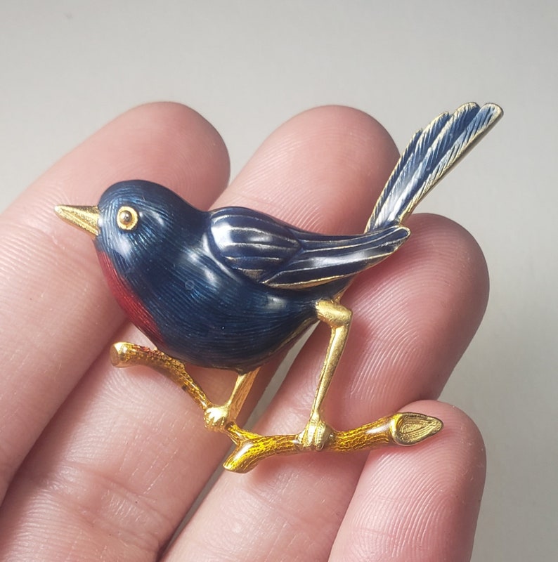 Bluebird Brooch - Bird Lapel Pin